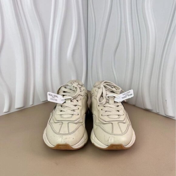 Gucci X Disney Womens Rhyton Sneakers Mickey Mouse Print Low Top Cream Size 35.5